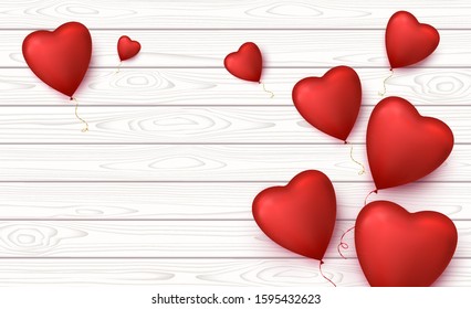 Valentine day banner with heart shape balloons. Valentine's day sale poster.