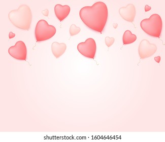 Valentine day banner with heart shape balloons. Valentine's day sale poster.