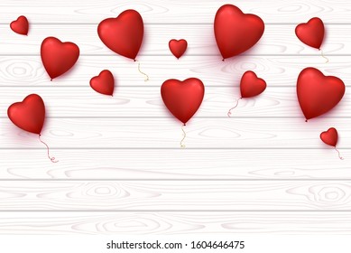 Valentine day banner with heart shape balloons. Valentine's day sale poster.