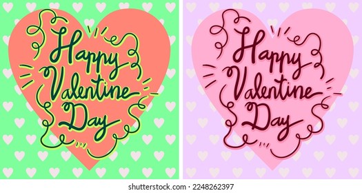 Valentine Day banner for social media feed post with hand drawing typography
