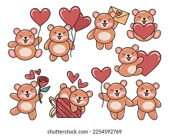 Valentine Day Bear Cartoon Illustration