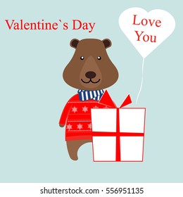 Valentine Day bear with presents