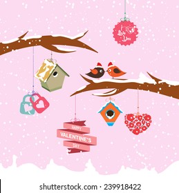 valentine day birdhouse for winter