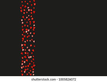 Valentine day border with red glitter sparkles. February 14th day. Vector confetti for valentine day border template. Grunge hand drawn texture. Love theme for special business offer, banner, flyer.