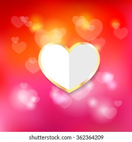 Valentine day bright background with big heart. Vector illustration