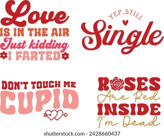  Valentine Day, Bundle, Retro Valentine, Valentine Quotes Xoxo , Anti-Valentine, Funny Valentine's, Pink Valentine, 