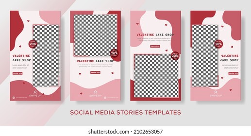 Valentine day cake stories post banner template premium 