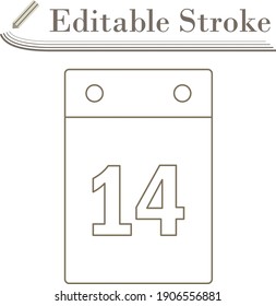 Valentine Day Calendar Icon. Editable Stroke Simple Design. Vector Illustration.