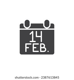 Valentine day calendar vector icon. filled flat sign for mobile concept and web design. Valentines event date glyph icon. Symbol, logo illustration. Vector graphics
