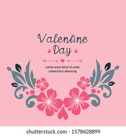 Valentine day calligraphic element, with elegant pink flower frame. Vector