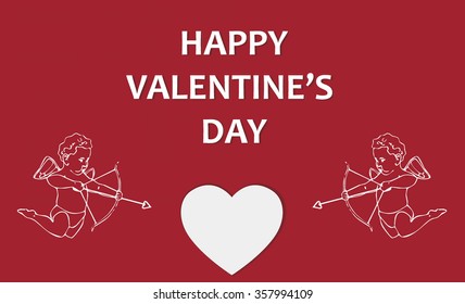 Valentine day card with angels dark red vector illustration 