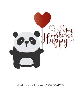Valentine day card / Anniversary card / save the date special love background textures with cute giant panda and romantic calligraphy texts