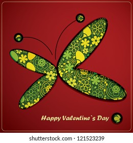 Valentine day card with butterfly