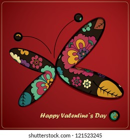 Valentine day card with butterfly