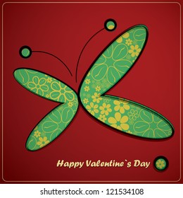 Valentine day card with butterfly