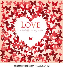 Valentine Day card with butterfly heart