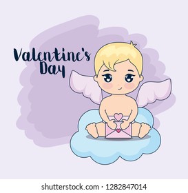 valentine day card with cupid