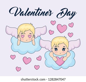 valentine day card with cupids