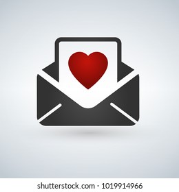 valentine day card envelope color line flat icon on white background.