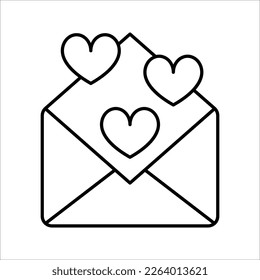 valentine day card envelope with heart line icon. vector illustration on white background
