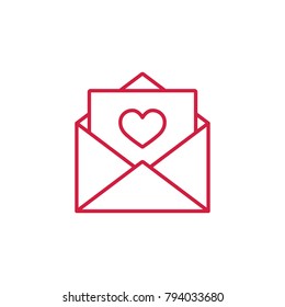 Valentine Day Card Envelope Thin Line Red Icon