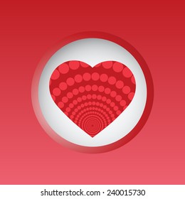 Valentine day card with heart in circle banner. Vector illustration for design