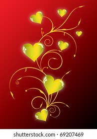 Valentine day card - heart and curls