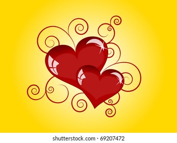 Valentine day card - heart and curls