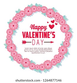 valentine day card message with flowers decoration