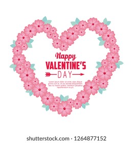 valentine day card message with heart shape and flowers