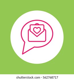 valentine day card notification envelope line icon
