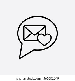 valentine day card notification envelope line icon