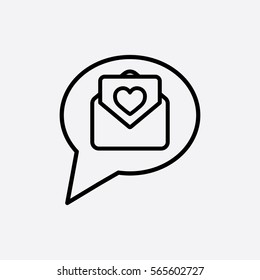 valentine day card notification envelope line icon