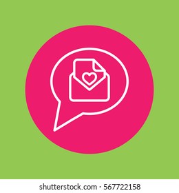 valentine day card notification envelope line icon
