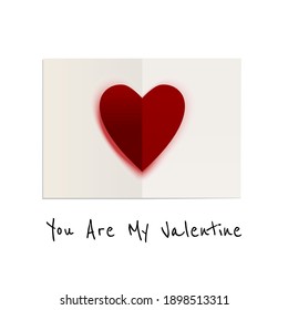 Valentine day card with red heart