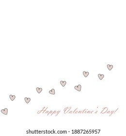 Valentine day card with red hearts, love background vector illustration