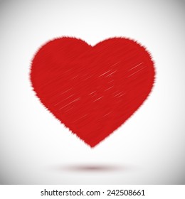 Valentine day card with red scribble heart. Vector illustration for design