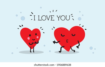 Valentine Day Cartoon Doodle Illustration of Heart Falling in Love