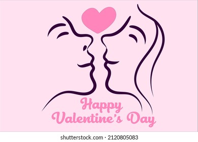 Valentine Day Cartoon Illustration Boy and Girl sketch