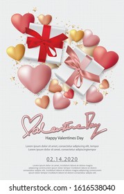 Valentine Day Celebration Poster Design Template Vector Illustration