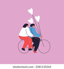 Valentine day. Characters of people holding heart. Love and relationship. Flat design, cartoon vector illustration. Isolated. EPS 10.	