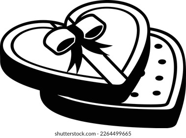 Valentine Day Chocolate Box isometric outline Vector Icon Design, Birthday Event Gift Idea Concept, Heart Shape Yellow Box with Bow, Falling in love symbol, fascination and glamour stock illustration