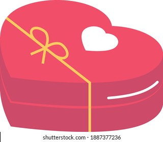 Valentine Day Chocolate Box Vector, Birthday Event Gift Idea Concept,  Heart Shape Metal Box with Ribbon on White background Perfect for Some One special, Love and romance symbol on white background
