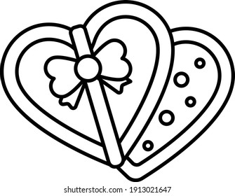 Diseño del icono del vector de la caja de chocolate del Día de San Valentín, regalo de cumpleaños Concepto de idea, corazón forma caja amarilla con arco sobre fondo blanco Perfecto para una persona especial, símbolo de amor y romance,