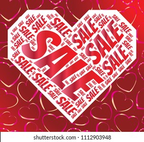 Valentine day collage with SALE word in shape of heart. Related tags vector illustration. Advertising offer