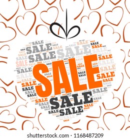 Valentine day collage with SALE word in shape of heart. Related tags raster illustration. Advertising offer