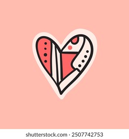 Valentine day collection. Hand drawn cartoon cute heart elements