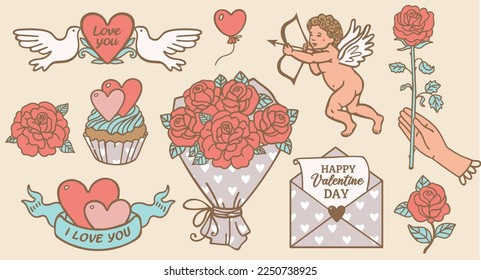Valentine day collection. Vector flat illustration