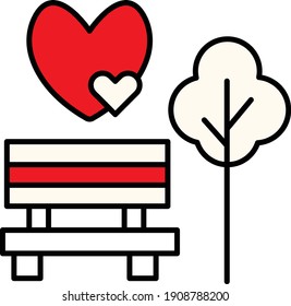 Valentine day colorful outline icons