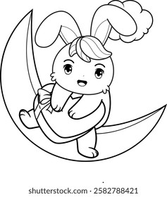 Valentine Day Coloring Page with cute bunny